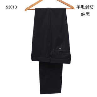 52%羊毛西裤 老年男士春秋季稍厚肥佬裤 宽松单褶直筒