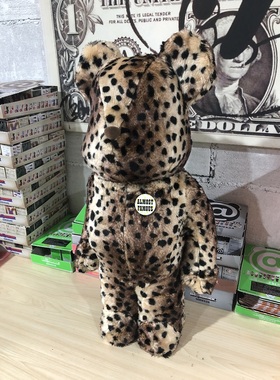 1000%bearbrick藤原浩HFbe@rbrick豹纹系列毛绒摆件女生玩具公仔