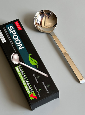 出口单~食品级304不锈钢大口干饭勺 长柄加厚一体压铸大勺子汤匙