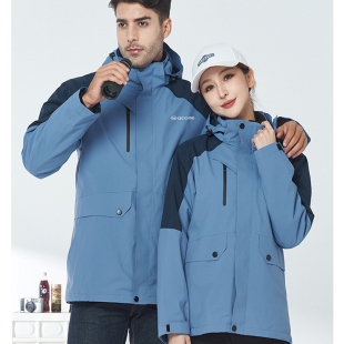 阿珂姆男女冲锋衣户外情侣两件套抓绒内胆保暖防风防雨团体服定制
