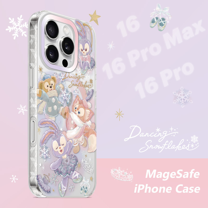 星黛露芭蕾玲娜贝儿达菲冬季苹果磁吸手机壳iPhone16ProMax双层透明手机保护套防摔外壳可爱IMD强磁卡通跳舞