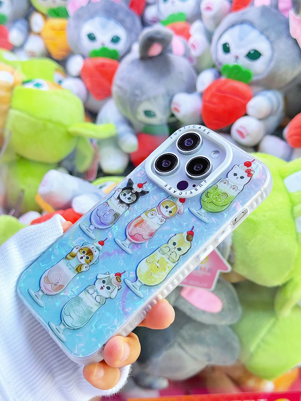 炫彩镭射双层imd手机壳iPhone15ProMax苹果手机保护套防摔12/13/14猫福美乐蒂Kitty大耳狗贝壳纹软外壳保护壳