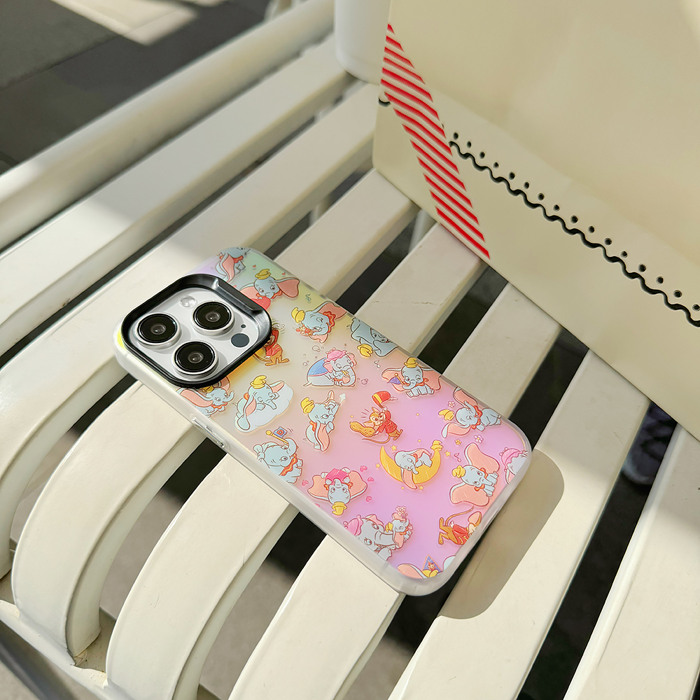 炫彩镭射双层imd手机壳iPhone15ProMax苹果手机保护套防摔12/13/14小飞象肤感磨砂软外壳保护壳