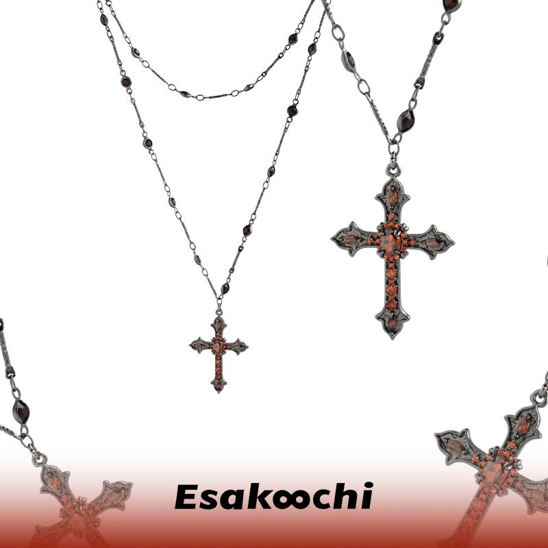 原创十字架双层叠戴锁骨链