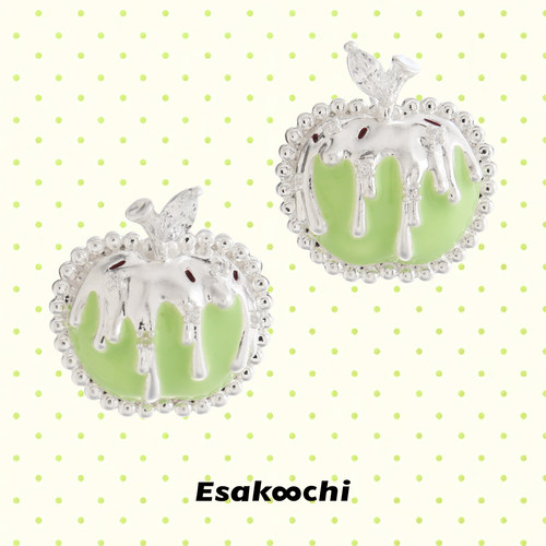 Esakoochi原创设计糖霜青苹果耳钉~可爱少女感小众春夏水果耳饰