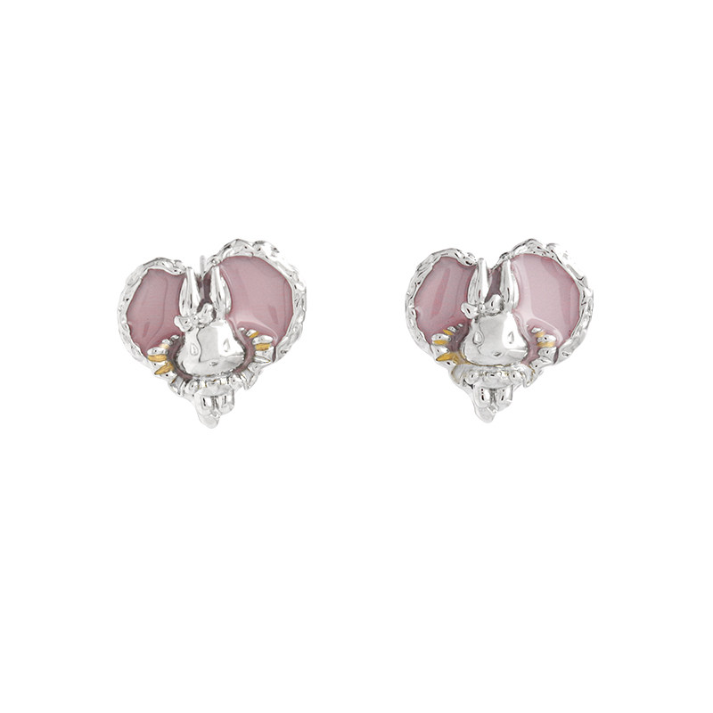 thumbnail for Esakoochi Noble Rabbit ~ Pink Purple Love Earrings Temperament Niche Design Sweet Girl Earrings Female