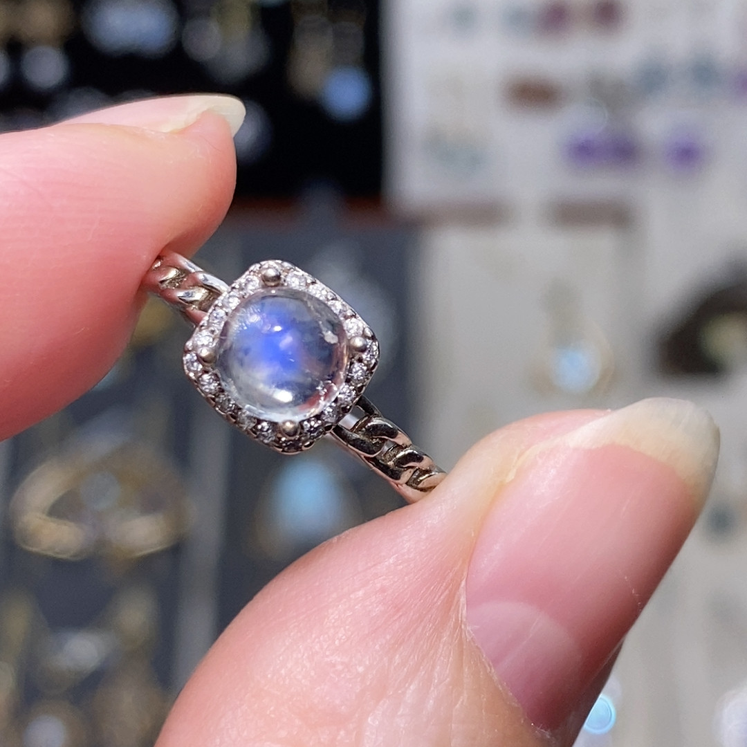 紫光月光石纯银戒指