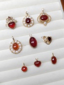 天然石榴石吊坠女高档红色宝石项链手工饰品设计款 新年节日礼物