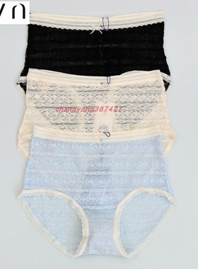 2条装CYN 创雅诺曼妙蕾丝高腰抗菌女内裤62030速干面料女士平角裤