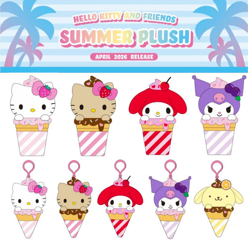 5月预售定金 美版三丽鸥黑皮Kitty 美乐蒂夏日冰激凌雪糕毛绒挂件