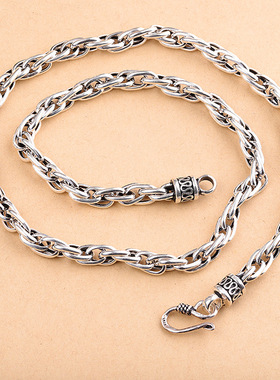 纯银复古欧美朋克风男士百搭锁链