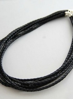 纯银天然牛皮百搭韩版吊坠项链