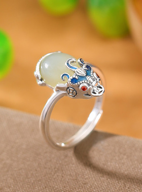 招纳财钱币貔貅天然和田玉国潮风