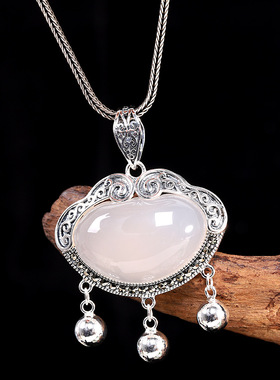 纯银复古流苏如意女士长命锁