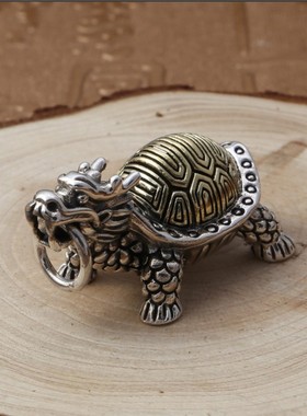 个性复古做旧招纳财摆件龙龟吊坠