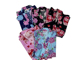 日本甚平女童中大童樱花和服纯棉睡衣薄款汗蒸空调服日式和风上衣
