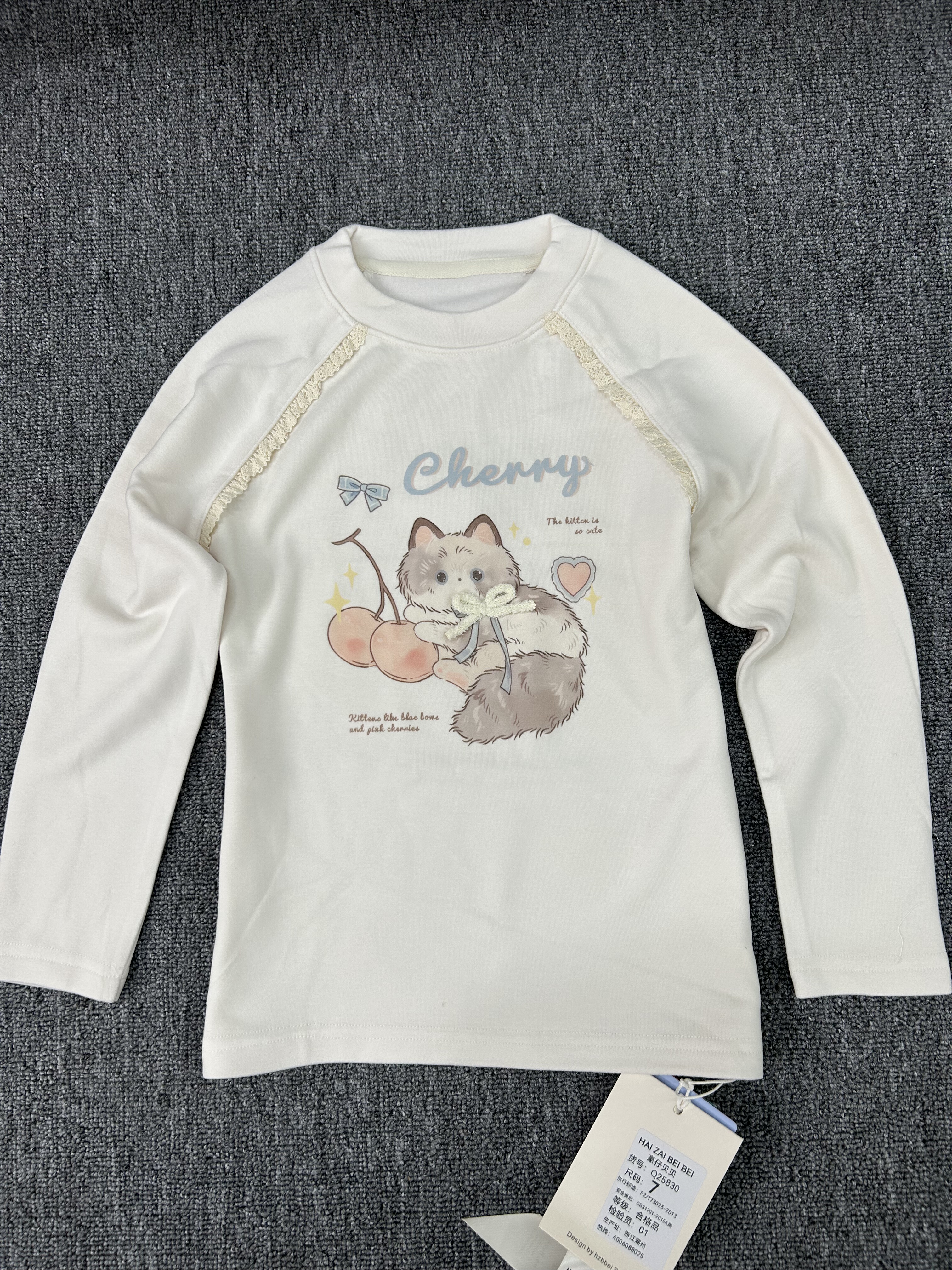 2025秋季新款女童韩版卡通印花长袖T恤蝴蝶结KT长袖上衣1505