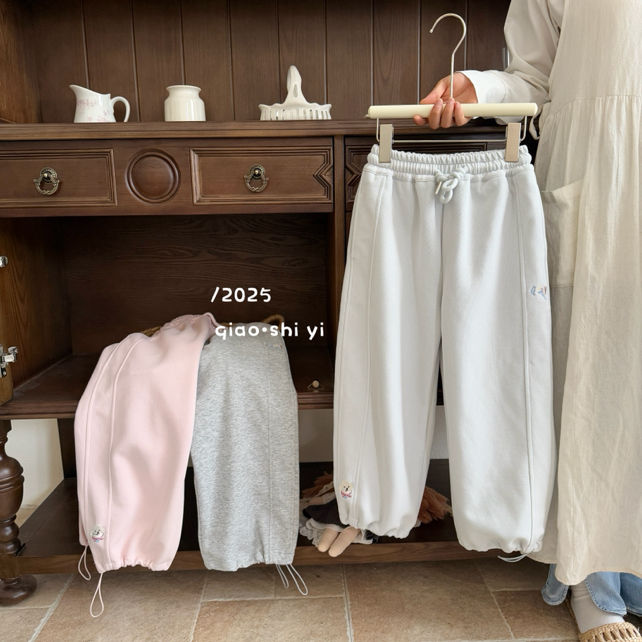 2025秋季新款女童韩版卡通印花狗狗卫裤休闲裤束脚裤可抽绳