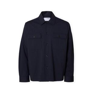 代购SELECTED思莱德男士夹克保暖防风深蓝棉质春秋日常外套简约