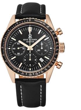 代购Revue Thommen梭曼男士腕表计时测速日期夜光皮带黑色