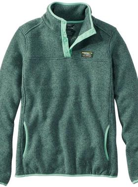 代购LL Bean抓绒衣女透气保暖耐磨防风立领轻量开衫棉质户外休闲