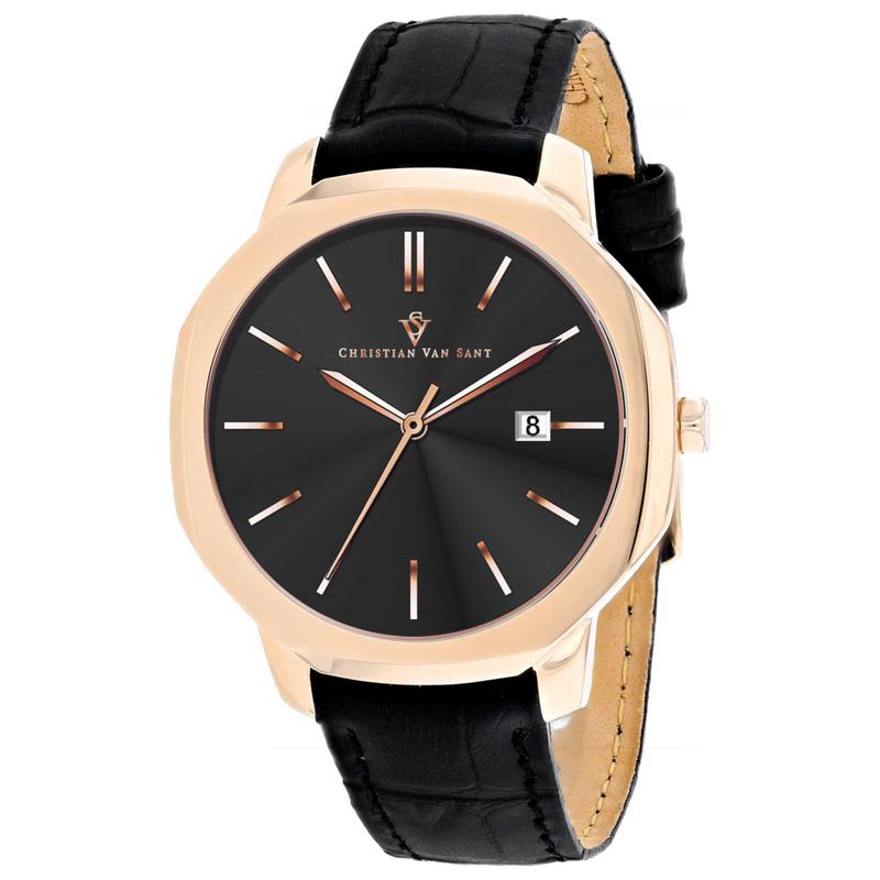 Revue Thommen梭曼男士腕表日期石英计时简约皮带金属黑色