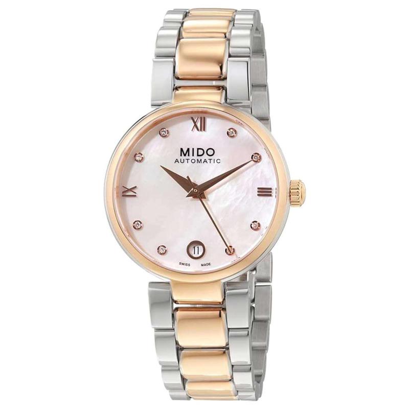 代购Mido美度女士腕表自动日期夜光计时钢带双色防水蓝宝石商务