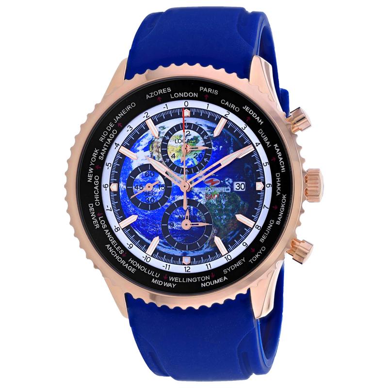 代购SEAPRO男士腕表计时世界时夜光日期金属防水橡胶蓝盘旅行