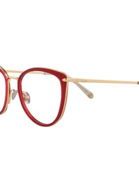 代购pomellato女士眼镜架红色金色猫眼框醋酸纤维日常佩戴通勤