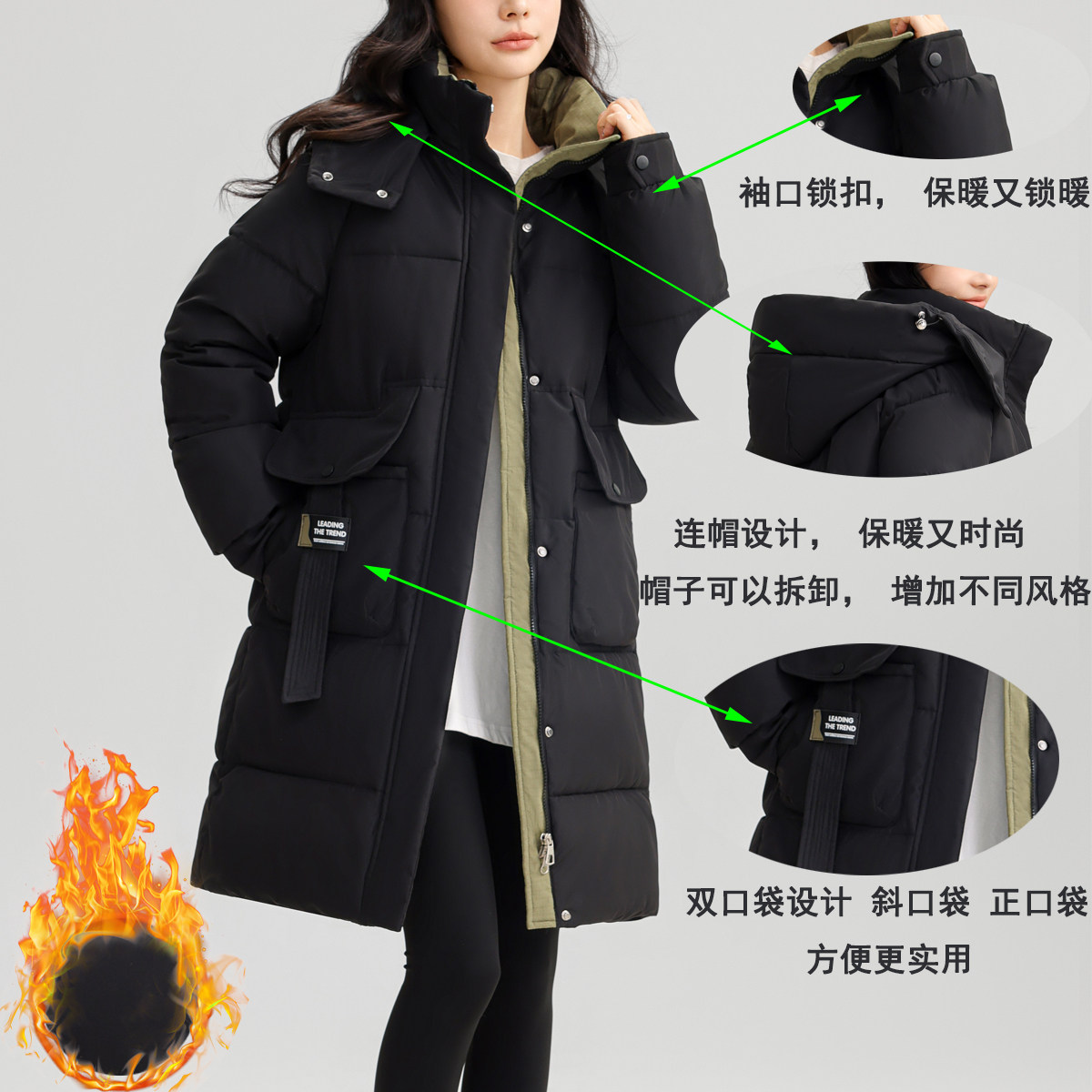 2024冬季新款棉服韩版宽松加厚女士中长款时尚休闲保暖棉衣外套