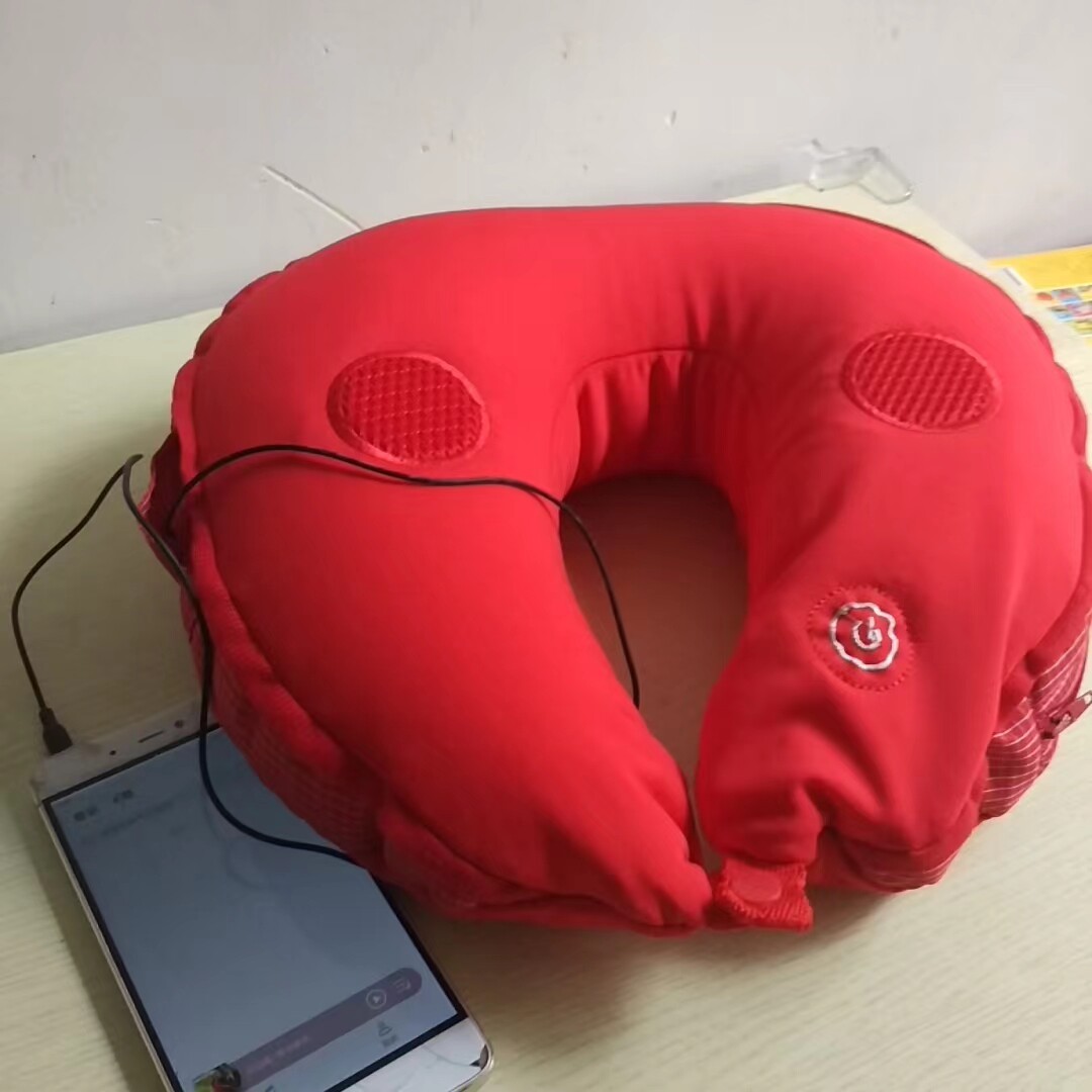 U枕方形腰枕按摩器颈椎腰部背部颈部震动头部音乐午休按摩枕