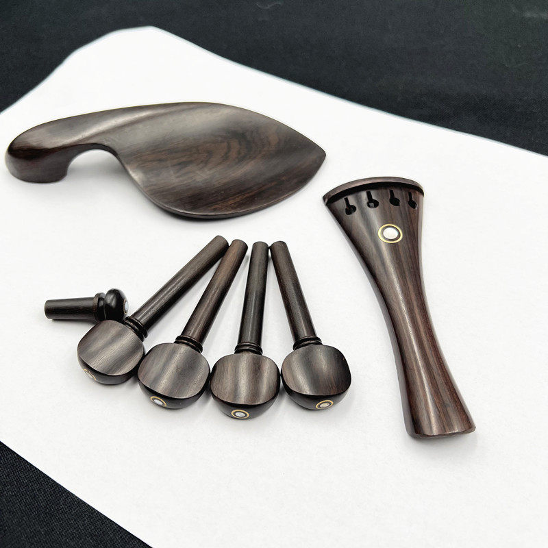 小提琴4/4乌木全套配件弦轴/拉弦板/腮托/尾柱自然花纹美观大方