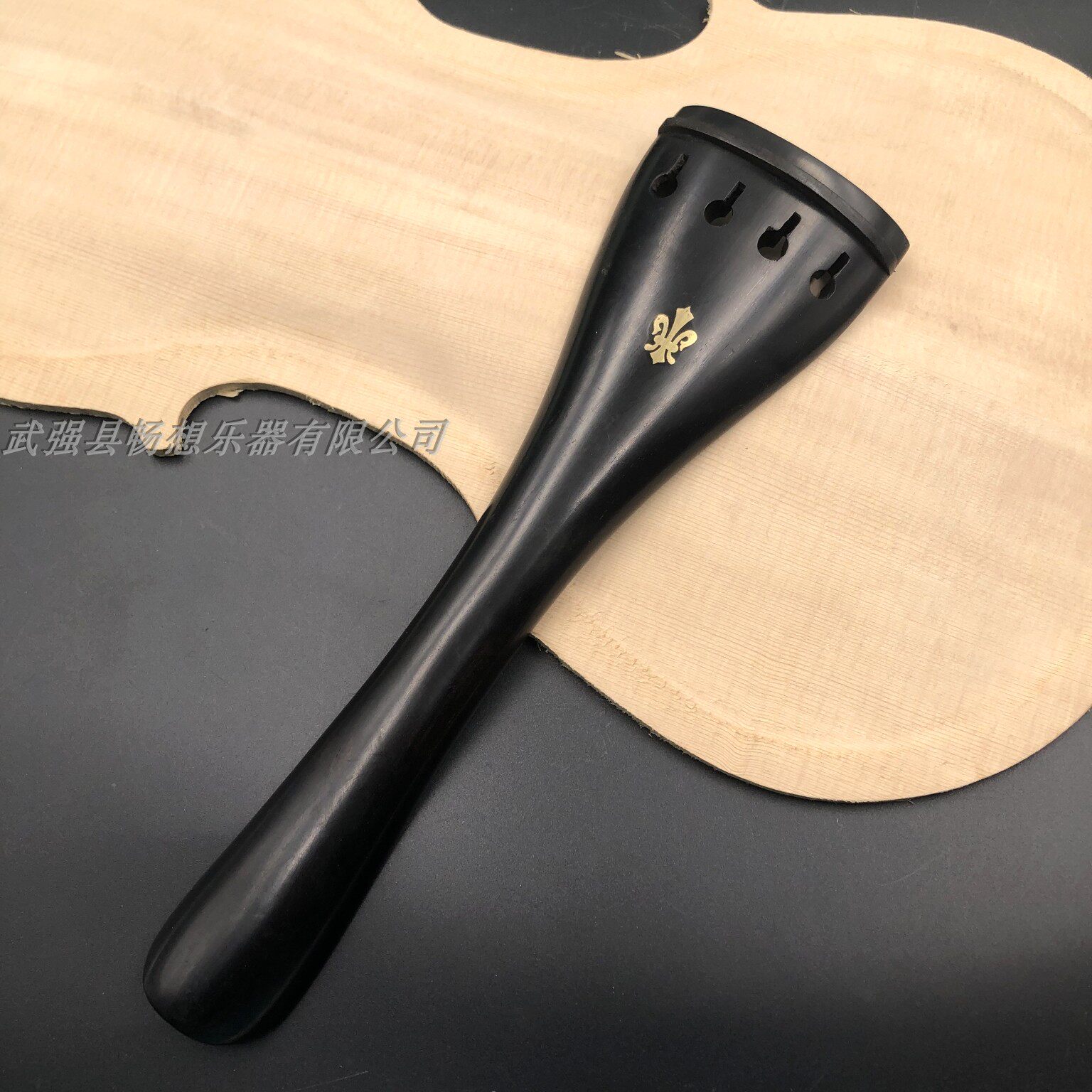 正品乌木大提琴配件,4/4大提琴拉弦板,镶嵌铜花