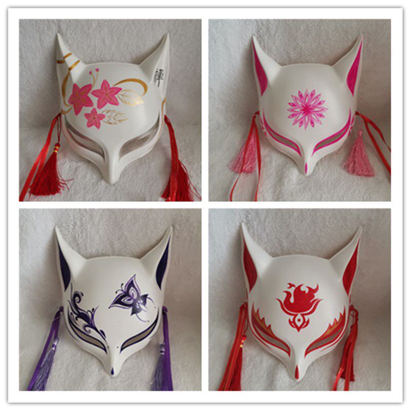 狐妖狐狸面具彩绘日式古和风阴阳师二次元半半狐舞会抖音直播面具