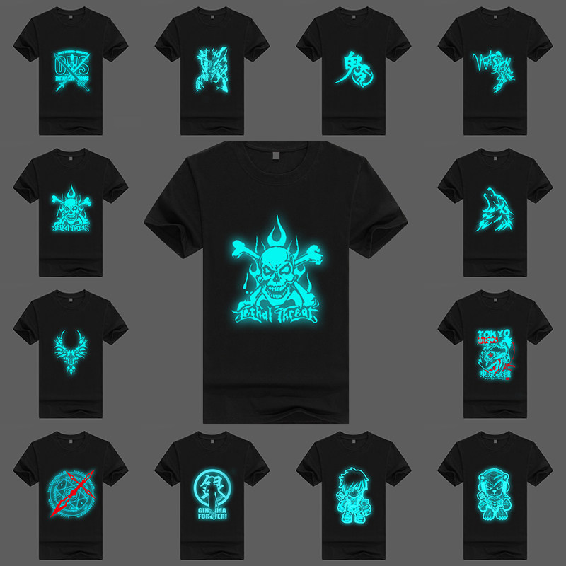 TIM Ayumi ghost dance T-shirt Shuffle Hiphop Luminous clothes fluorescence luminescence pure cotton Short sleeved T-shirtin the Men's clothing, T-shirt  category - from Buy2taobao.com to provide professional Taobao agent buy service