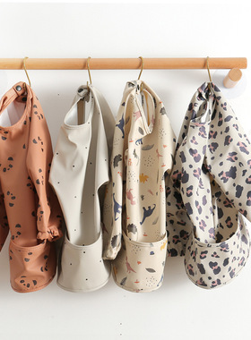 出口北欧原版儿童饭衣防水围兜宝宝吃饭围裙婴儿饭兜防脏辅食罩衣