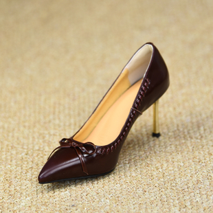 misili 法式复古尖头细跟单鞋8cm高跟鞋2026春夏季新款一脚蹬女鞋