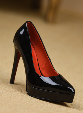 misili~12cm 细跟浅口单鞋2026夏季新款尖头高跟鞋一脚蹬厚底女鞋