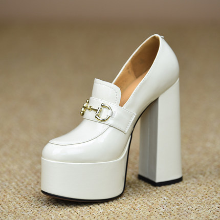 misili走秀款粗跟单鞋14cm超高跟鞋2026春夏季新款一脚蹬厚底女鞋