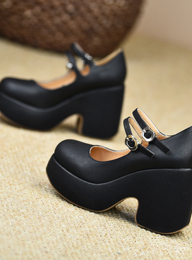 Mi.sili厚底玛丽珍鞋女高跟浅口单鞋