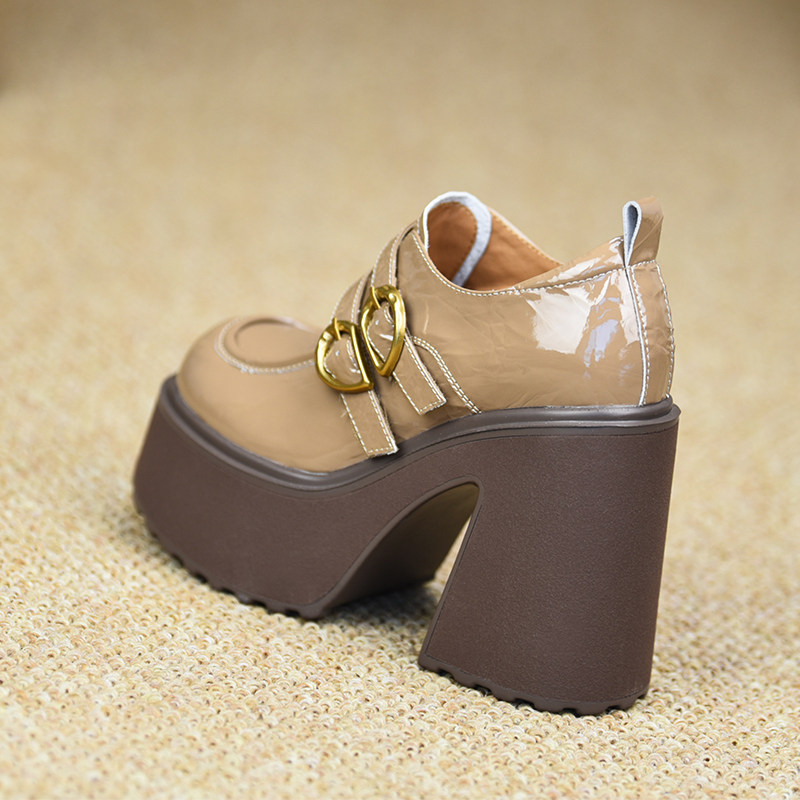 misili法式粗跟单鞋12cm高跟鞋2026春秋季新款小个子厚底漆皮女鞋,女鞋,深口单鞋,淘宝优惠券,粉丝福利购,淘宝优惠卷