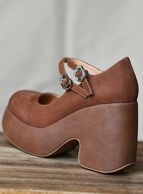 misili玛丽珍粗跟单鞋10.2cm高跟鞋2026春夏季新款防水台厚底女鞋