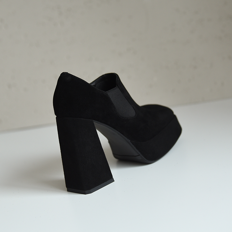 misili深口单鞋真皮防水台高跟