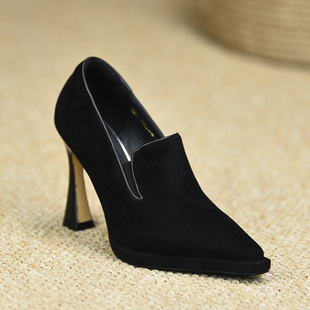 9.8cm尖头高跟鞋 粗跟单鞋 法式 新款 小个子厚底女鞋 2026春季 misili