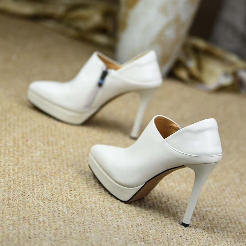 misili 高跟鞋女尖头深口单鞋气质细跟真皮女鞋欧美风,女鞋,深口单鞋,淘宝优惠券,粉丝福利购,淘宝优惠卷