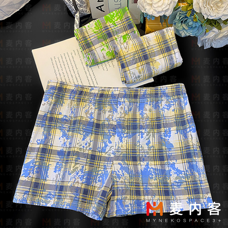 新款男士内裤纯棉中腰格子个性时尚舒适透气四角裤男款潮流平角裤,女士内衣/男士内衣/家居服,男阿罗裤,淘宝优惠券,粉丝福利购,淘宝优惠卷