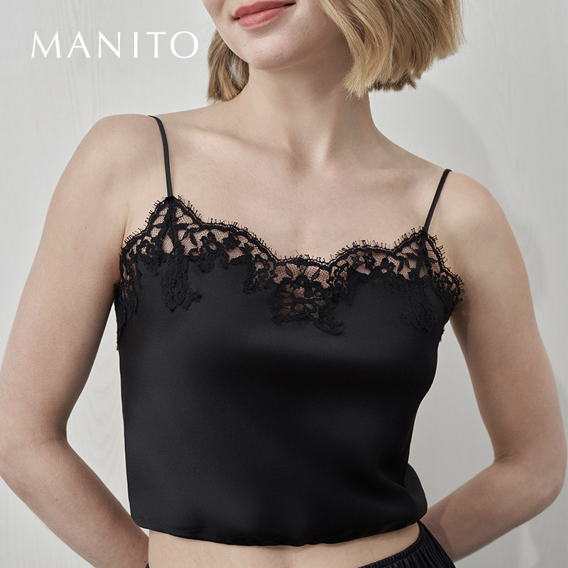 MANITO/曼尼陀Flora桑蚕丝吊带上衣性感真丝女士睡衣蕾丝