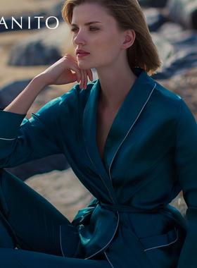 【EHouse】MANITO Elite 女士真丝短睡袍套装家居服 送女友