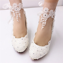 【星辰猫】新品白色大码高跟女鞋新娘鞋平底结婚鞋BH0709