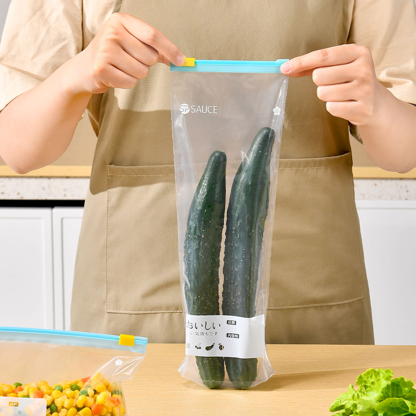 长条保鲜袋拉链式密封袋食品级加厚密实家用冰箱冷冻专用收纳分装